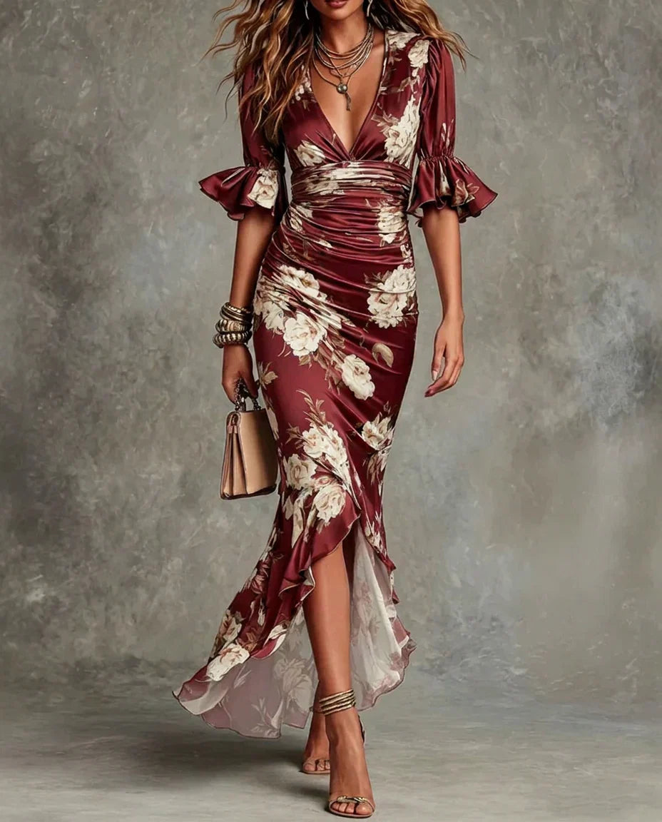 Anastasia Damen asymmetrisches Satin Kleid