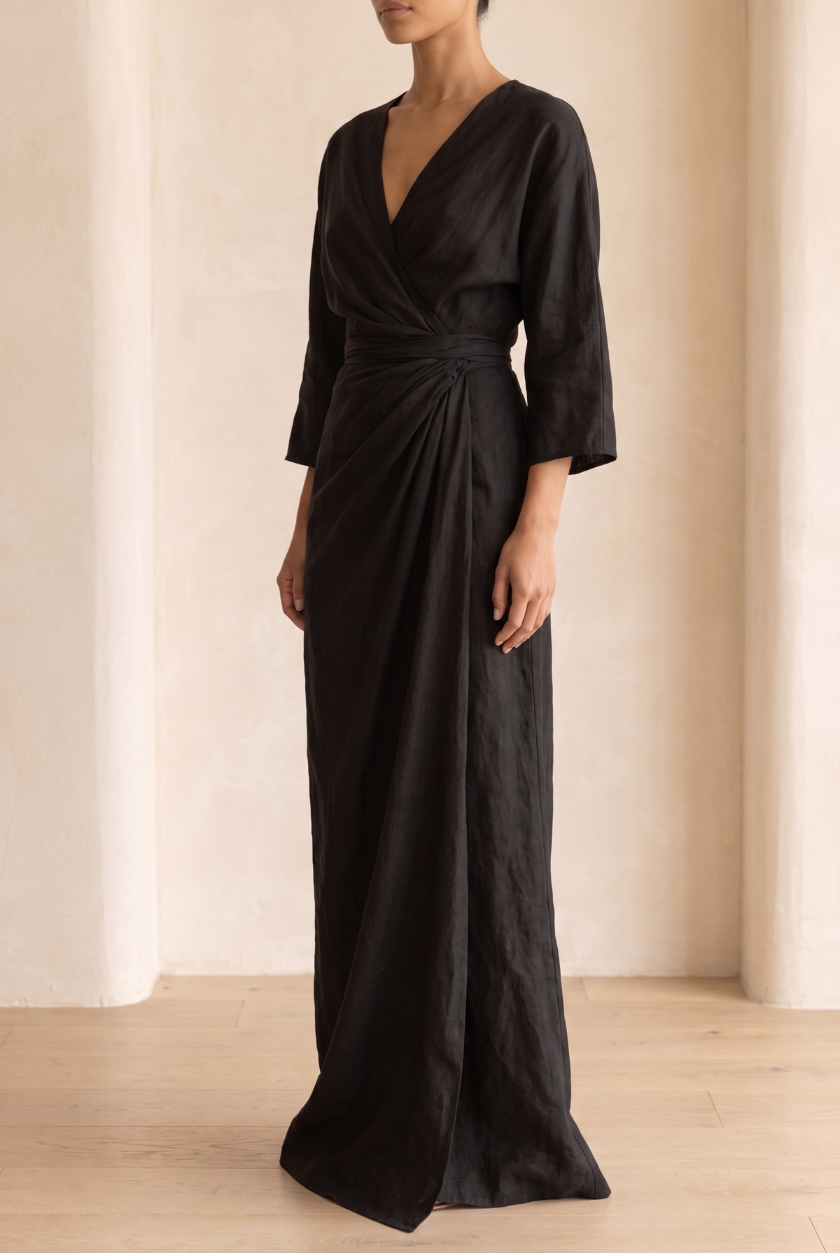 Damen Maxikleid mit Wickelausschnitt