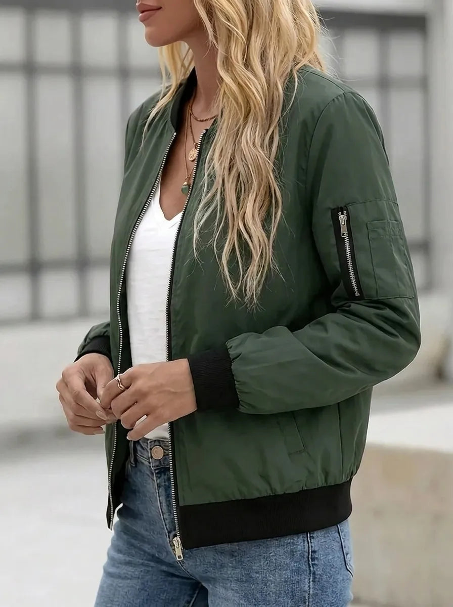 Damen Bomberjacke mit Taschen und Reißverschluss