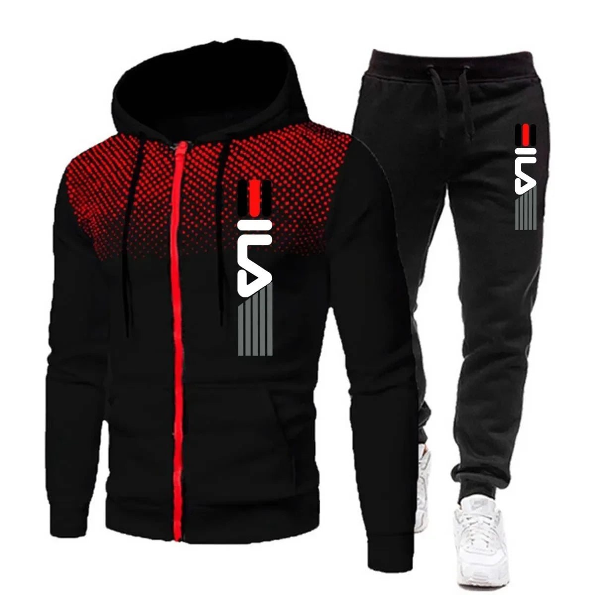Herren Sport Trainingsanzug mit Kapuze für den Winter