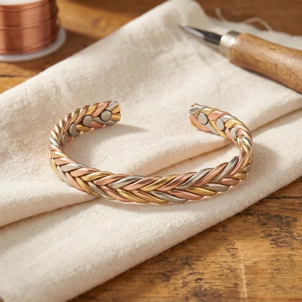 Kupferarmband mit Flechtmuster