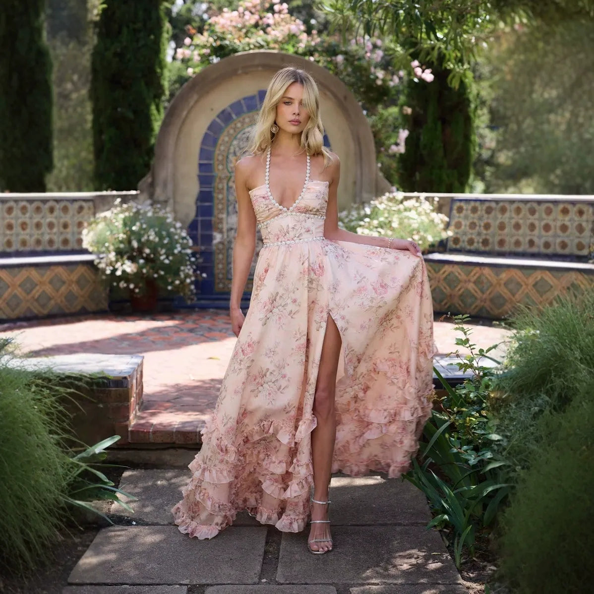 VALESKA | Chic Maxikleid im Vintage-Blumenstil