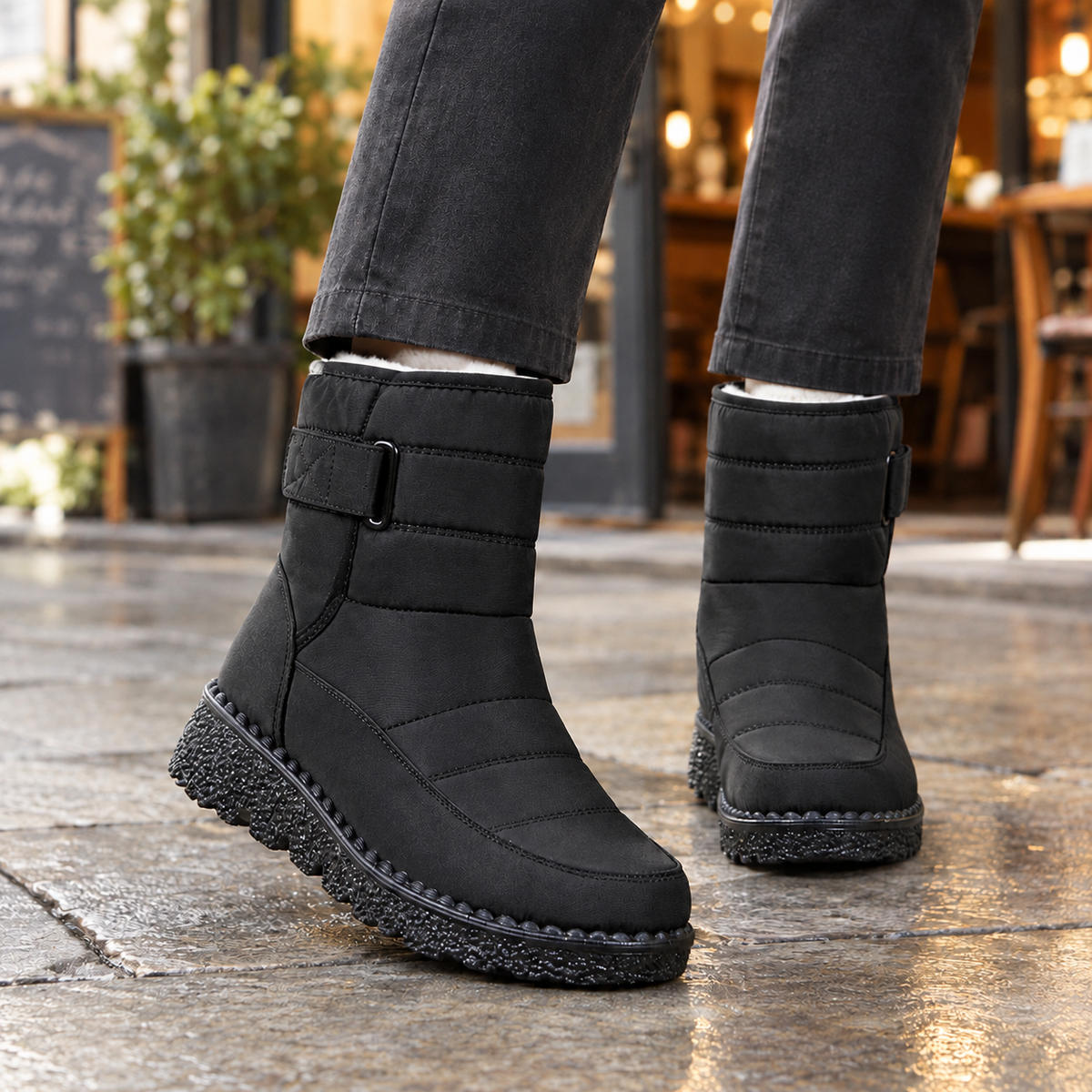 Damen Schneestiefel mit Klettverschluss