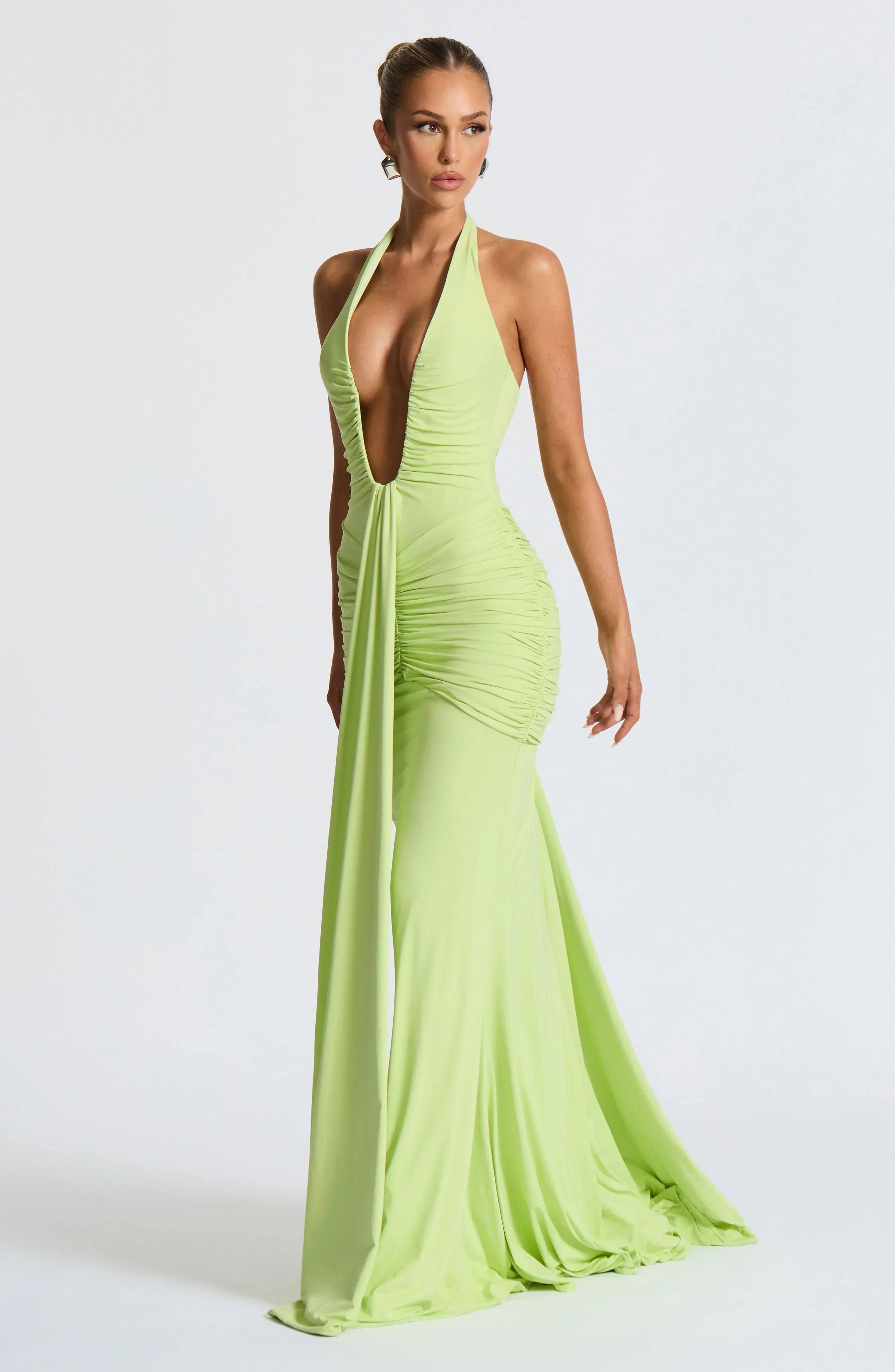 Rhea - Drapiertes Jersey-Maxikleid