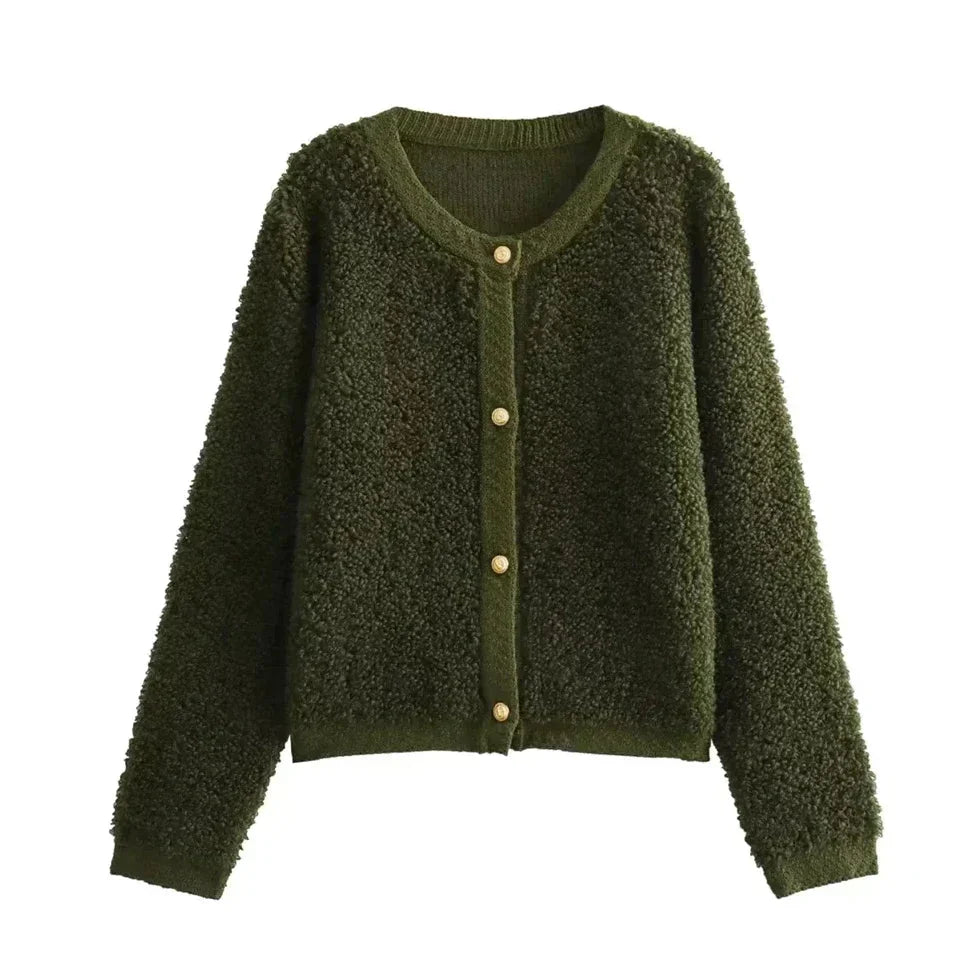 Damen Teddy Weste mit Knöpfen warm und kuschelig