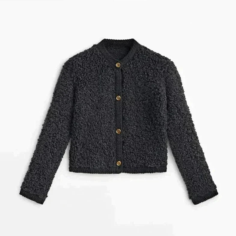 Damen Teddy Weste mit Knöpfen warm und kuschelig