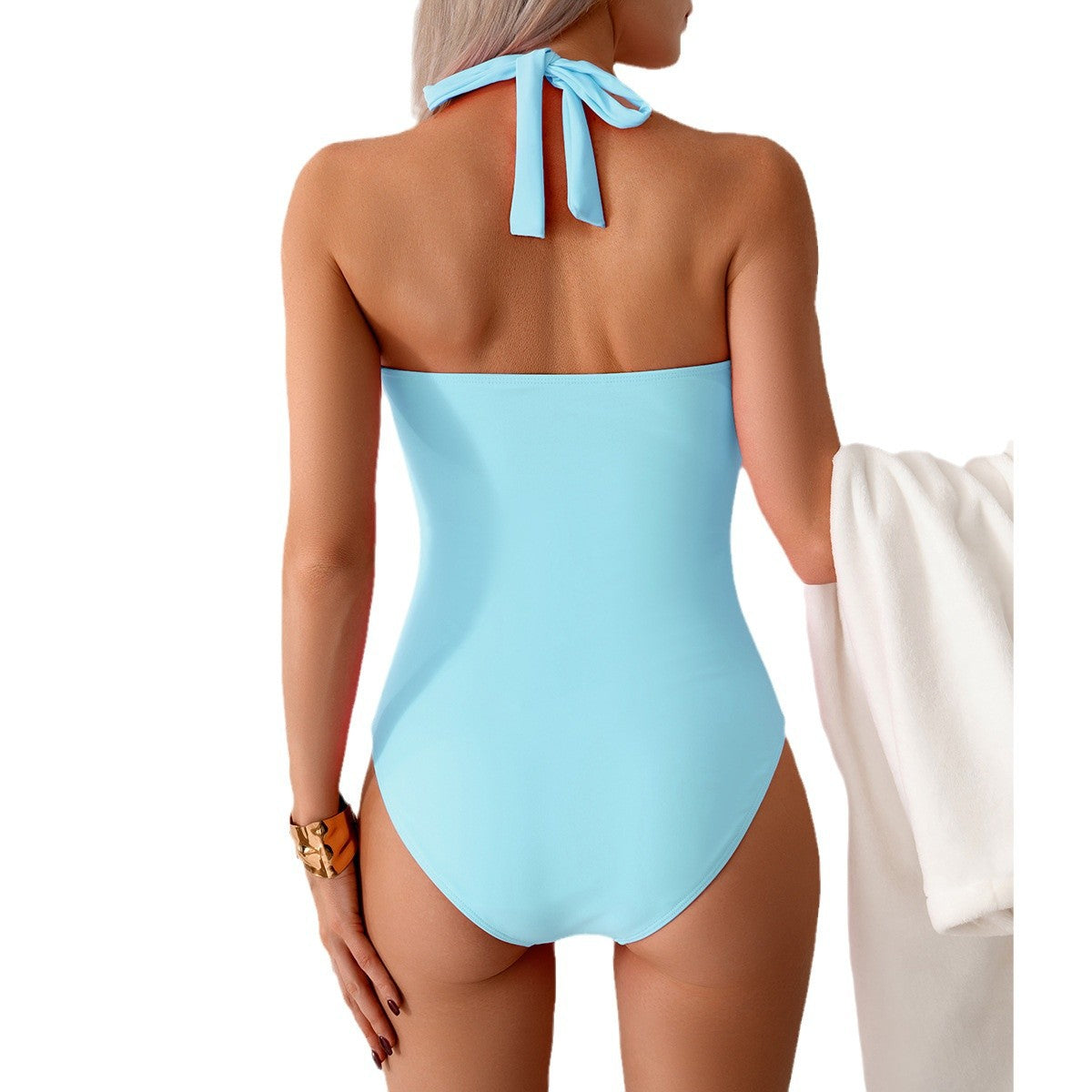 Tilda Damen Halter Neck geraffter Einteiler