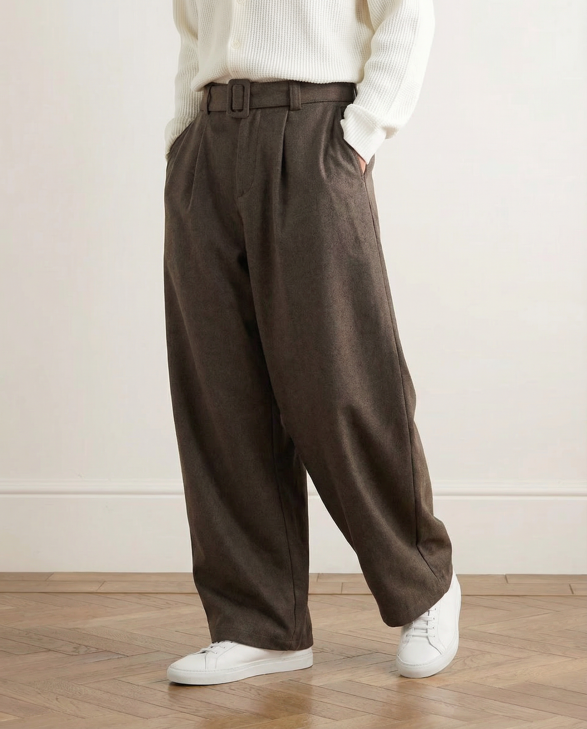 Damen weite Wollhose mit Gürtel