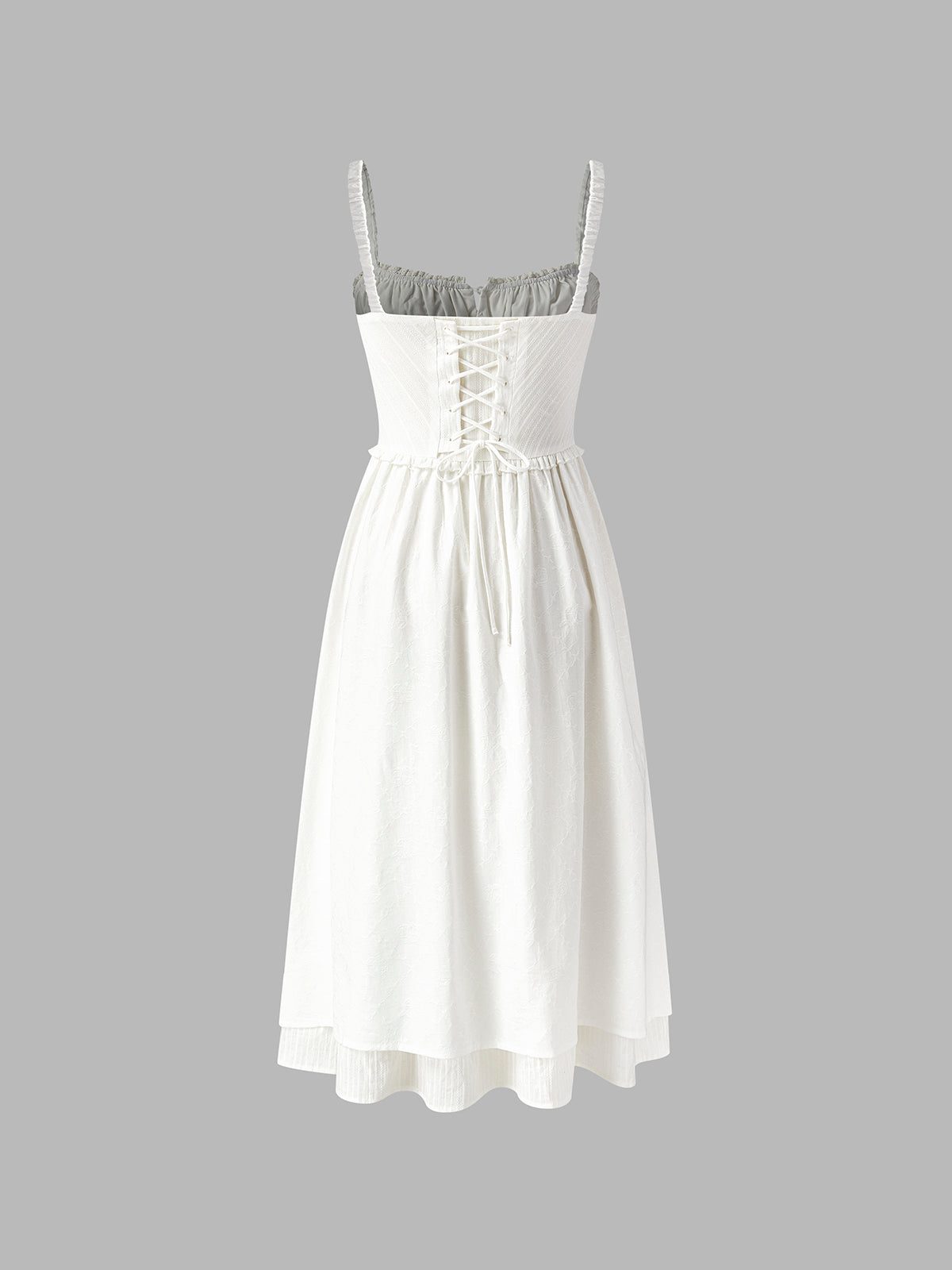 Damen ärmelloses Midi Kleid mit Knopfleiste und Rüschensaum