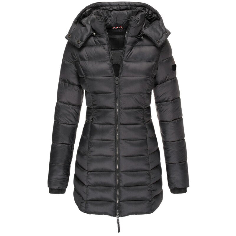 Damen warme Daunenjacke mit Kapuze Olivia