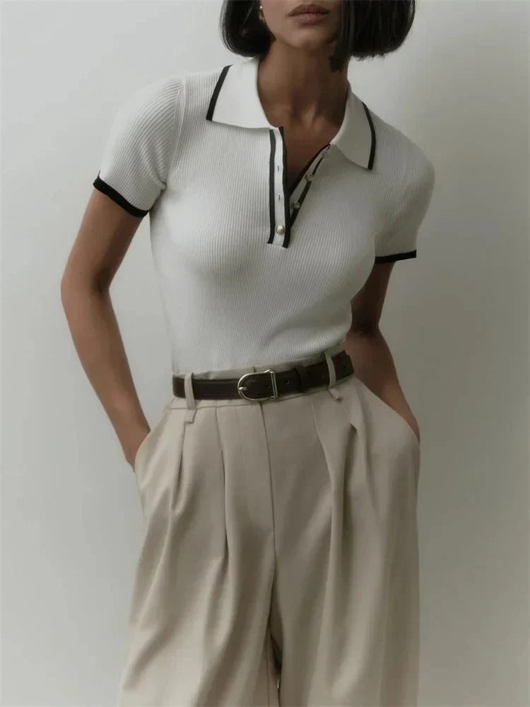 Eliana Damen Strickbluse mit Kragen